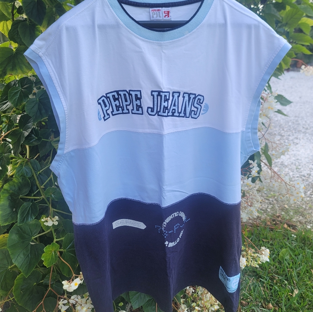 Vtg Pepe Jeans Men's Sleeveless Shirt Authentic UK